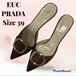 EUC Brown Prada Leather Mules